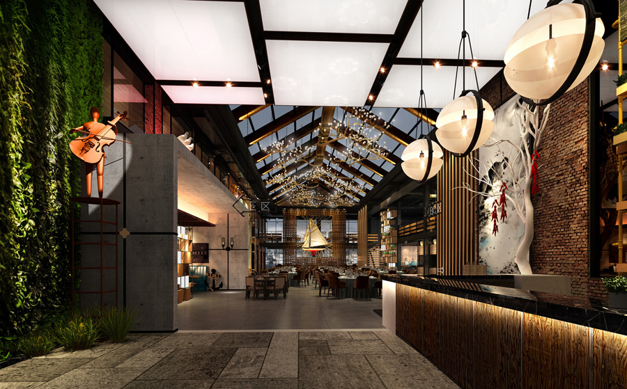 工業(yè)風(fēng)廠房餐廳裝修設(shè)計(jì)效果圖欣賞