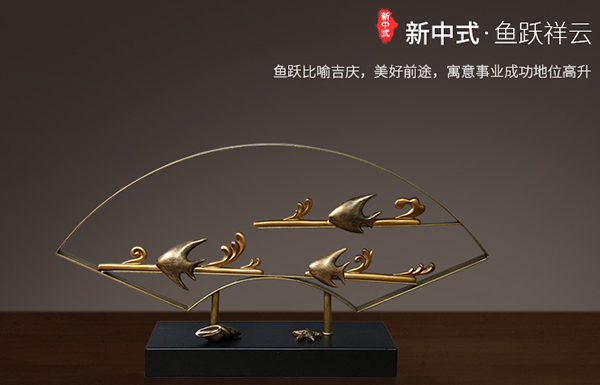 辦公室裝飾品魚躍祥云圖片