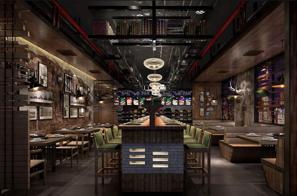 工業(yè)復古風火鍋店實景圖