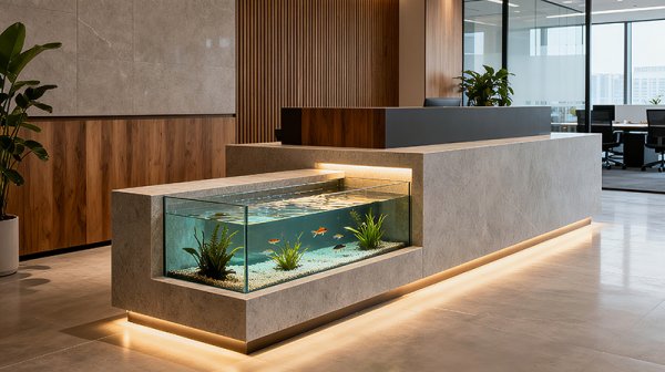6個高顏值公司辦公室前臺魚池裝修方案（