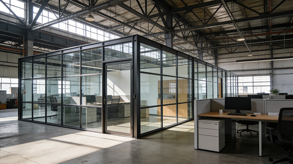 鋼結構廠房內(nèi)辦公隔墻圖2