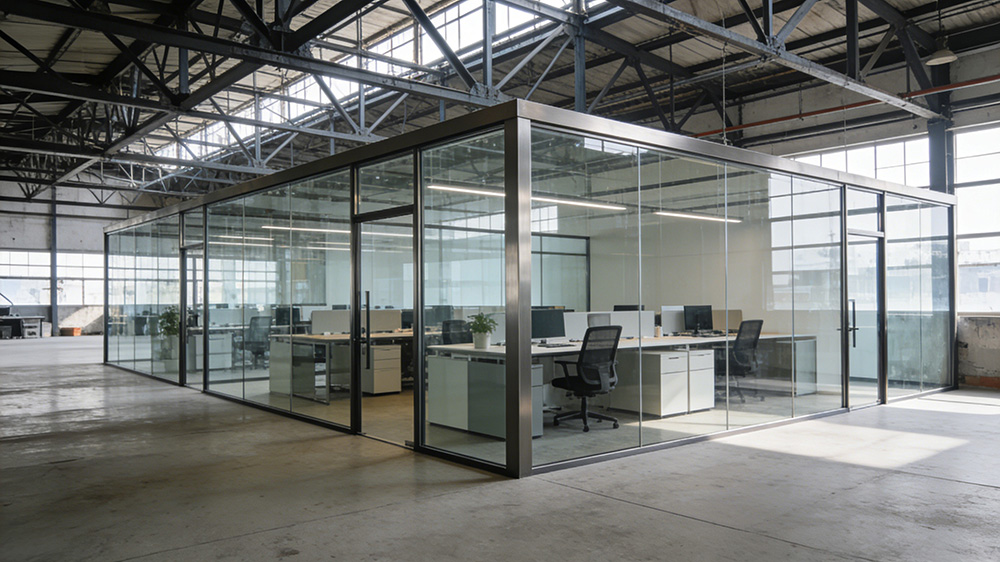 鋼結構廠房內(nèi)辦公隔墻圖1