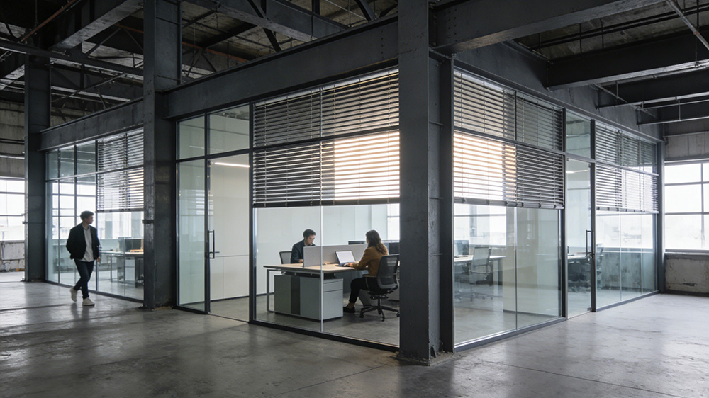 鋼結構廠房內(nèi)辦公隔墻圖5