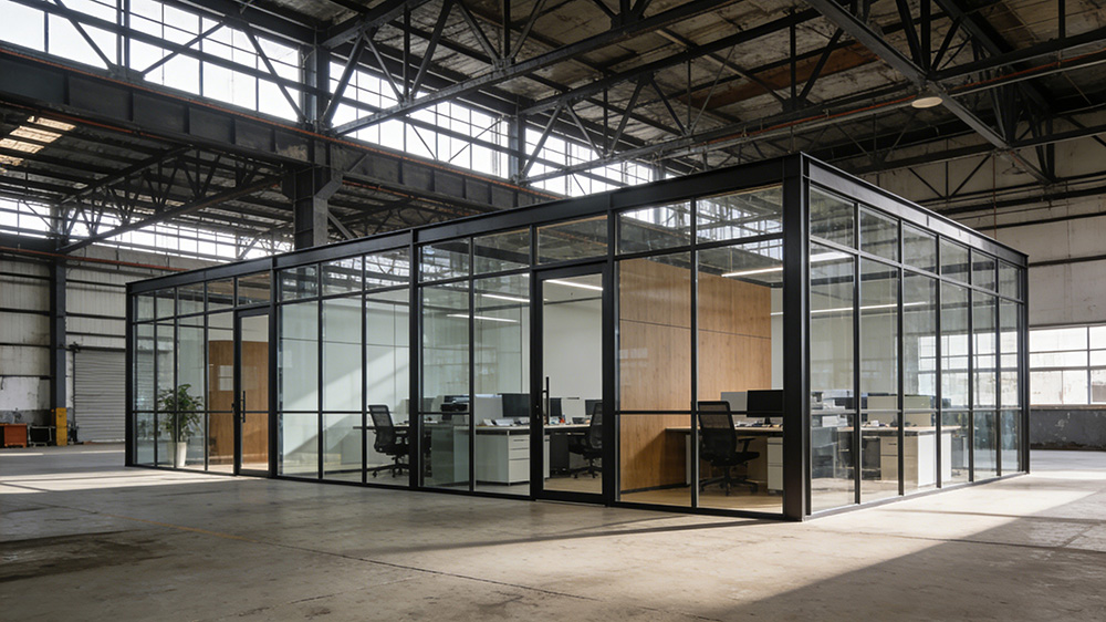 鋼結構廠房內(nèi)辦公隔墻圖6